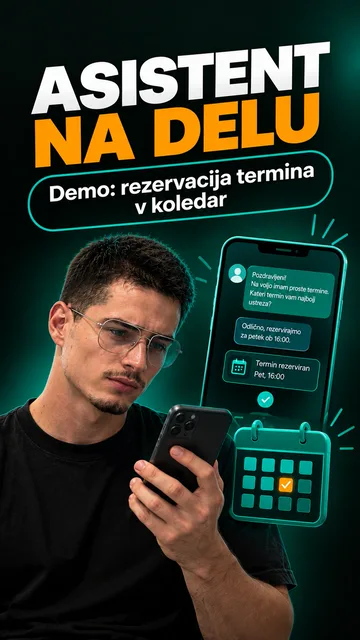 Asistent na delu — demo: rezervacija termina v koledar
